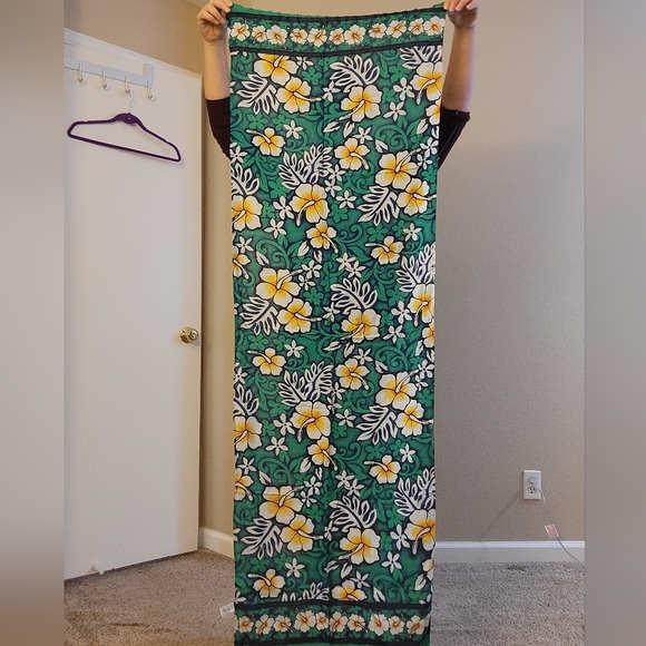 Alii of Hawaii Rayon Cover Up Bikini Swim Wrap Pareo Teal half Sarong - Picture 2 of 2